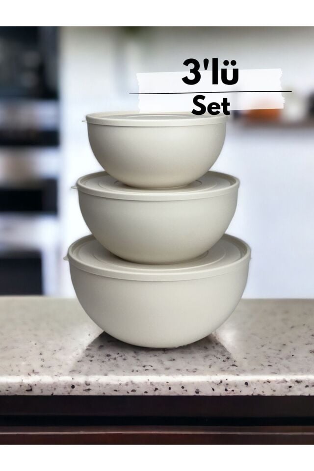 Yuvarlak Saklama Kabı, Erzak Saklama Kabı, Saklama Kabı, 3'lü Set