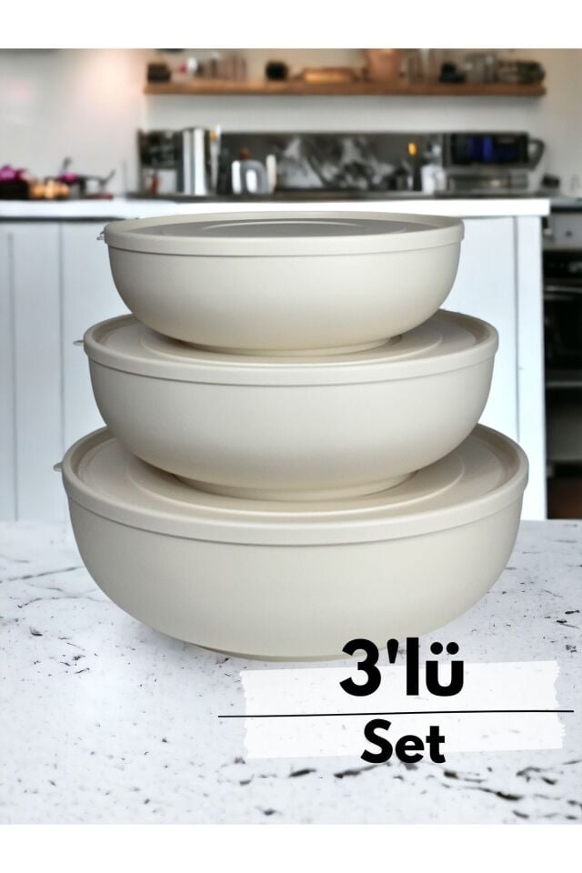 Saklama Kabı, Un Saklama Kabı, Hamur Leğeni, Büyük Boy Saklama Kabı Seti, 3'lü Set, 14.2 Litre